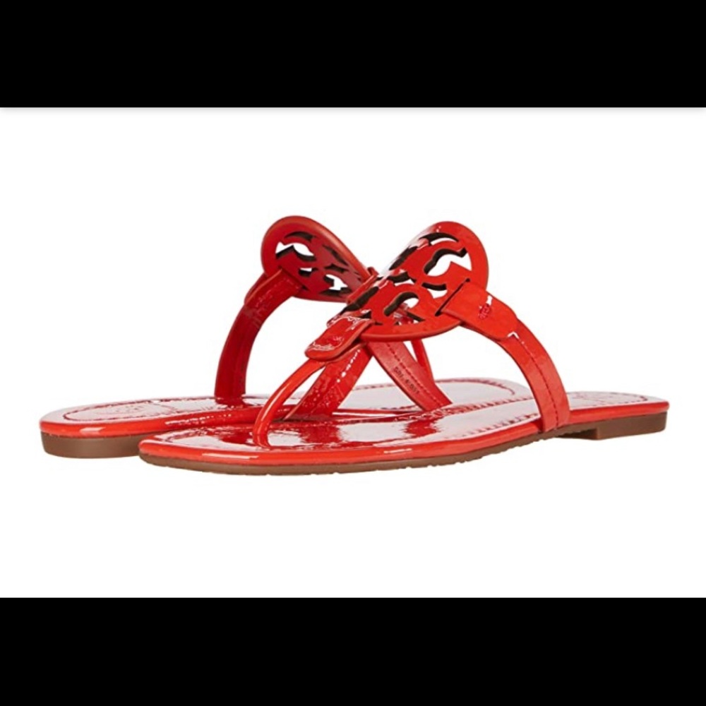 Tory Burch Red Volcano Patent Miller Sandals
